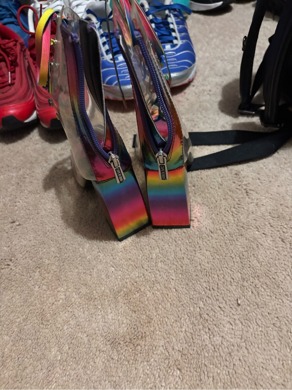 Cape Robbin Iridescent Rainbow Lace-Up Clear Block Heels OFFERS WELCOME 🤗 - Picture 3 of 5